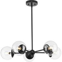 Atwell Collection Five-Light Matte Black Mid-Century Modern Chandelier - Dry Location Listed