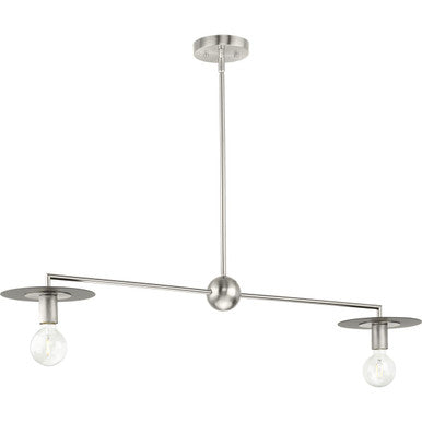 Trimble Collection Two-Light Brushed Nickel Linear Chandelier - Dry Location Listed