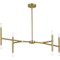 Arya Collection Eight-Light Brushed Gold Luxe Linear Chandelier - Dry Location Listed