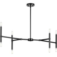 Arya Collection Eight-Light Matte Black Luxe Linear Chandelier - Dry Location Listed