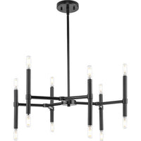 Arya Collection Twelve-Light Matte Black Luxe Chandelier - Dry Location Listed