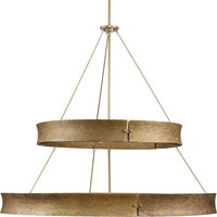 Lusail Collection Thirteen-Light Soft Gold Luxe Industrial Chandelier - Dry Location Listed