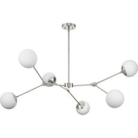 Haas Collection Six-Light Brushed Nickel Mid-Century Modern Chandelier - Dry Location Listed