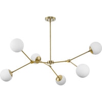 Haas Collection Six-Light Brushed Bronze Mid-Century Modern Chandelier - Dry Location Listed