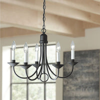 Five-Light Textured Black White Candles Traditional Chandelier Light - Dry Location Listed