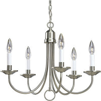 Five-Light Brushed Nickel White Candles Traditional Chandelier Light - Dry Location Listed