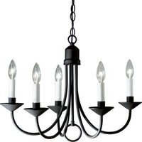 Five-Light Textured Black White Candles Traditional Chandelier Light - Dry Location Listed