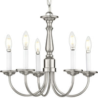 Five-Light Brushed Nickel White Candles Traditional Chandelier Light - Dry Location Listed