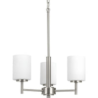Replay Collection Three-Light Brushed Nickel Etched Glass Modern Chandelier Light - Dry Location Listed