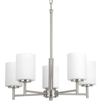 Replay Collection Five-Light Brushed Nickel Etched Glass Modern Chandelier Light - Dry Location Listed