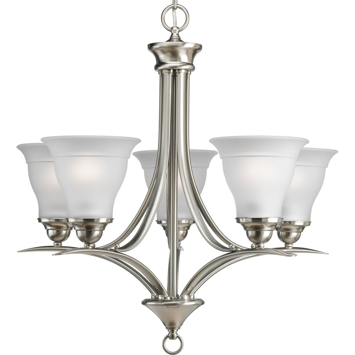 Progress Lighting Chandeliers Light - Trinity Collection Five-Light Brushed Nickel Etched Glass Traditional Chandelier Light - Model P4328-09