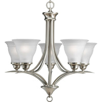 Trinity Collection Five-Light Brushed Nickel Etched Glass Traditional Chandelier Light - Dry Location Listed