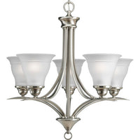 Trinity Collection Five-Light Brushed Nickel Etched Glass Traditional Chandelier Light - Dry Location Listed