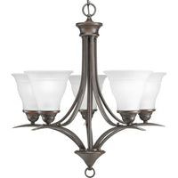 Trinity Collection Five-Light Antique Bronze Etched Glass Traditional Chandelier Light - Dry Location Listed