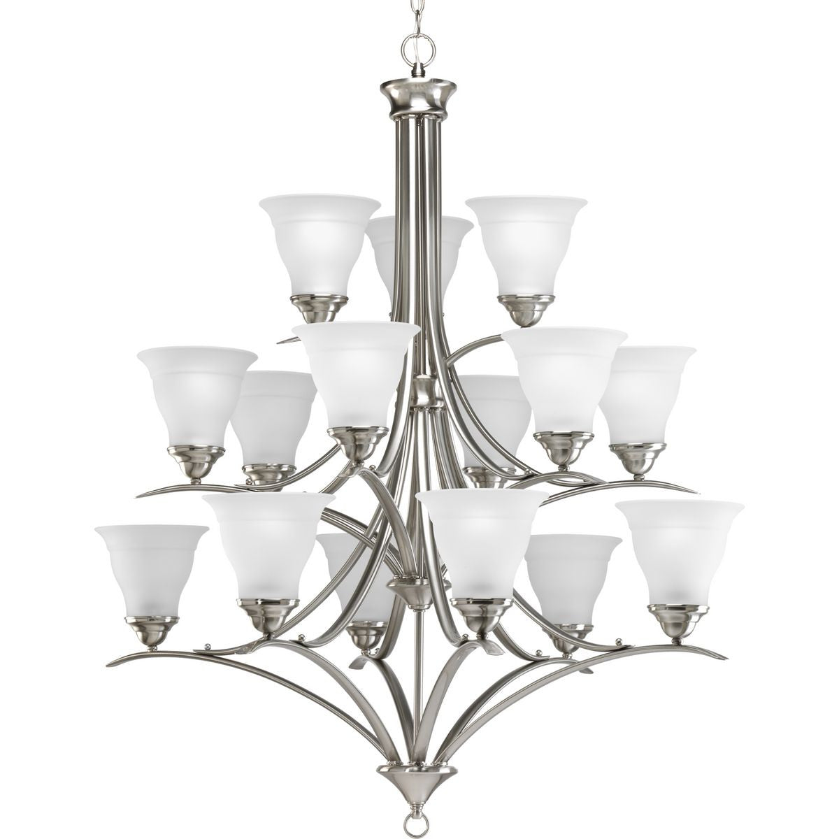Progress Lighting Chandeliers Light - Trinity Collection Fifteen-Light Brushed Nickel Etched Glass Traditional Chandelier Light - Model P4365-09