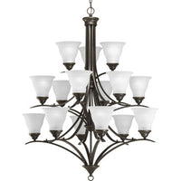 Trinity Collection Fifteen-Light Antique Bronze Etched Glass Traditional Chandelier Light - Dry Location Listed