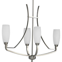 Wisten Collection Four-Light Brushed Nickel Etched Glass Modern Chandelier Light - Dry Location Listed