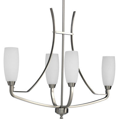 Wisten Collection Four-Light Brushed Nickel Etched Glass Modern Chandelier Light - Dry Location Listed