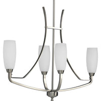 Wisten Collection Four-Light Brushed Nickel Etched Glass Modern Chandelier Light - Dry Location Listed