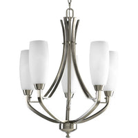Wisten Collection Five-Light Brushed Nickel Etched Glass Modern Chandelier Light - Dry Location Listed