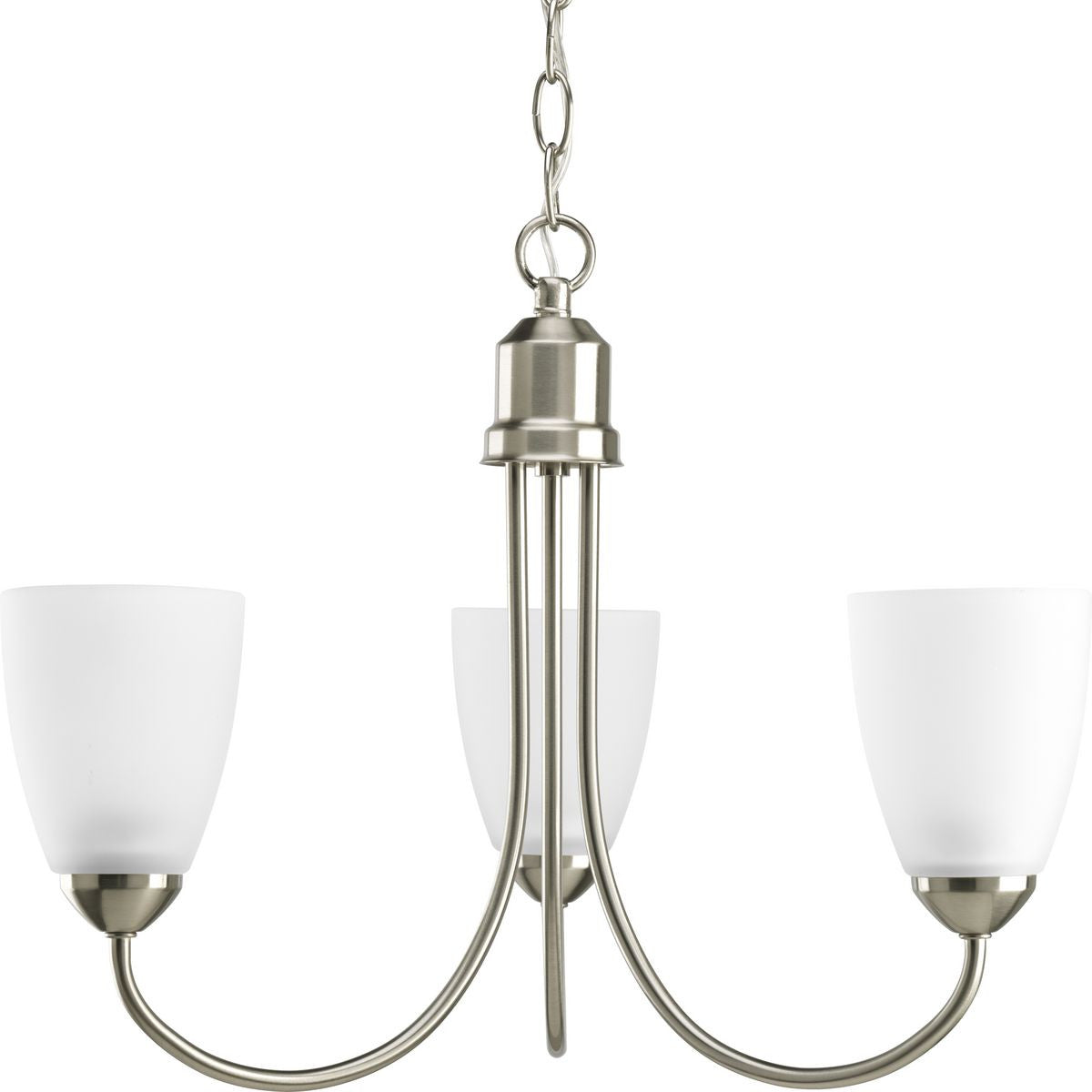 Progress Lighting Chandeliers Light - Gather Collection Three-Light Brushed Nickel Etched Glass Traditional Chandelier Light - Model P4440-09