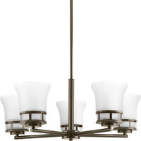 Cascadia Collection Five-Light Antique Bronze Etched Glass Coastal Chandelier Light - Dry Location Listed