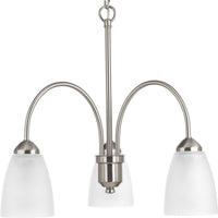 Gather Collection Three-Light Brushed Nickel Etched Glass Traditional Chandelier Light - Dry Location Listed - Model P4734-09