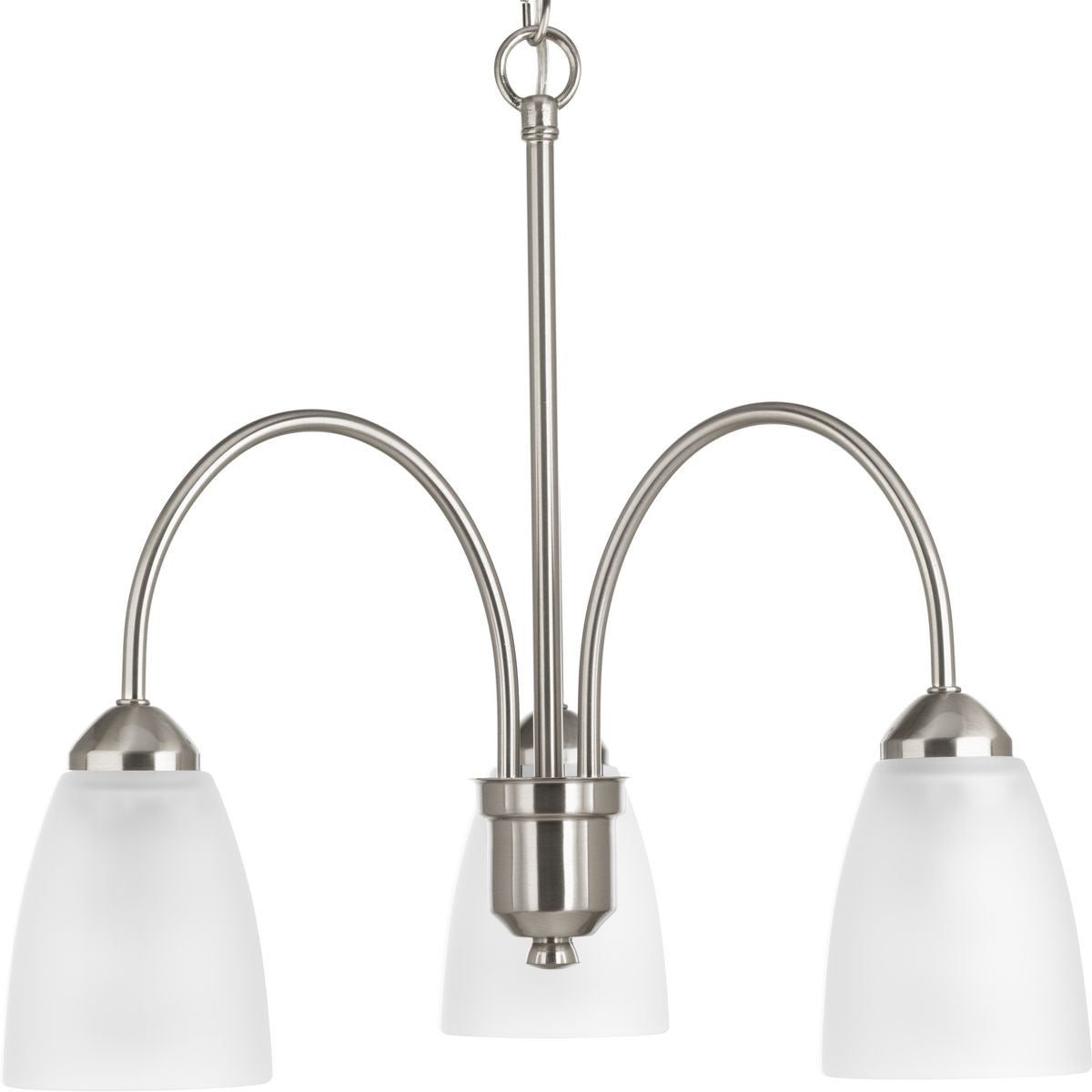 Progress Lighting Chandeliers Light - Gather Collection Three-Light Brushed Nickel Etched Glass Traditional Chandelier Light - Model P4734-09