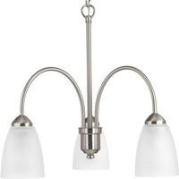 Gather Collection Three-Light Brushed Nickel Etched Glass Traditional Chandelier Light - Dry Location Listed - Model P4734-09