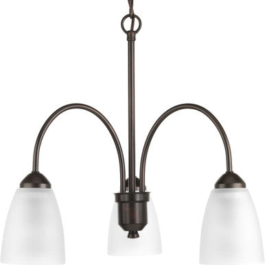Gather Collection Three-Light Antique Bronze Etched Glass Traditional Chandelier Light - Dry Location Listed - Model P4734-20