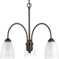 Gather Collection Three-Light Antique Bronze Etched Glass Traditional Chandelier Light - Dry Location Listed - Model P4734-20