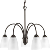 Gather Collection Five-Light Antique Bronze Etched Glass Traditional Chandelier Light - Dry Location Listed - Model P4735-20