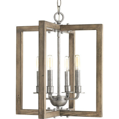 Turnbury Collection Four-Light Galvanized Finish Coastal Chandelier Light - Dry Location Listed