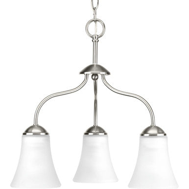 Classic Collection Three-Light Brushed Nickel Etched Glass Traditional Chandelier Light - Dry Location Listed
