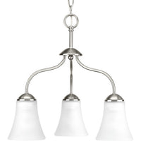 Classic Collection Three-Light Brushed Nickel Etched Glass Traditional Chandelier Light - Dry Location Listed