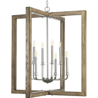 Turnbury Collection Eight-Light Galvanized Finish Coastal Chandelier Light - Dry Location Listed