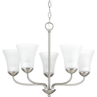 Classic Collection Five-Light Brushed Nickel Etched Glass Traditional Chandelier Light - Dry Location Listed - Model P4770-09