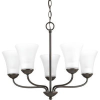 Classic Collection Five-Light Antique Bronze Etched Glass Traditional Chandelier Light - Dry Location Listed
