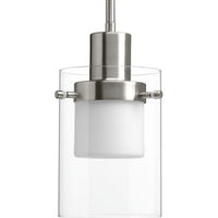 Moderna LED Collection Brushed Nickel Clear Glass Mid-Century Modern Pendant Light - Dry Location Listed