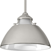 Carbon Collection One-Light Polished Nickel Etched White Glass Mid-Century Modern Pendant Light - Dry Location Listed