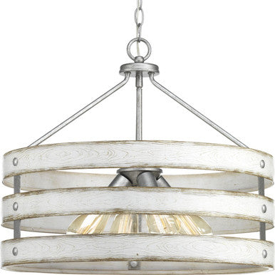 Gulliver Collection Four-Light Galvanized Finish Coastal Pendant Light - Dry Location Listed
