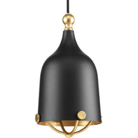 Era Collection One-Light Matte Black and Gold Global Pendant Light - Dry Location Listed - Model P500098-031