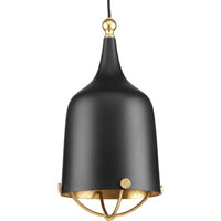 Era Collection One-Light Matte Black and Gold Global Pendant Light - Dry Location Listed - Model P500098-031