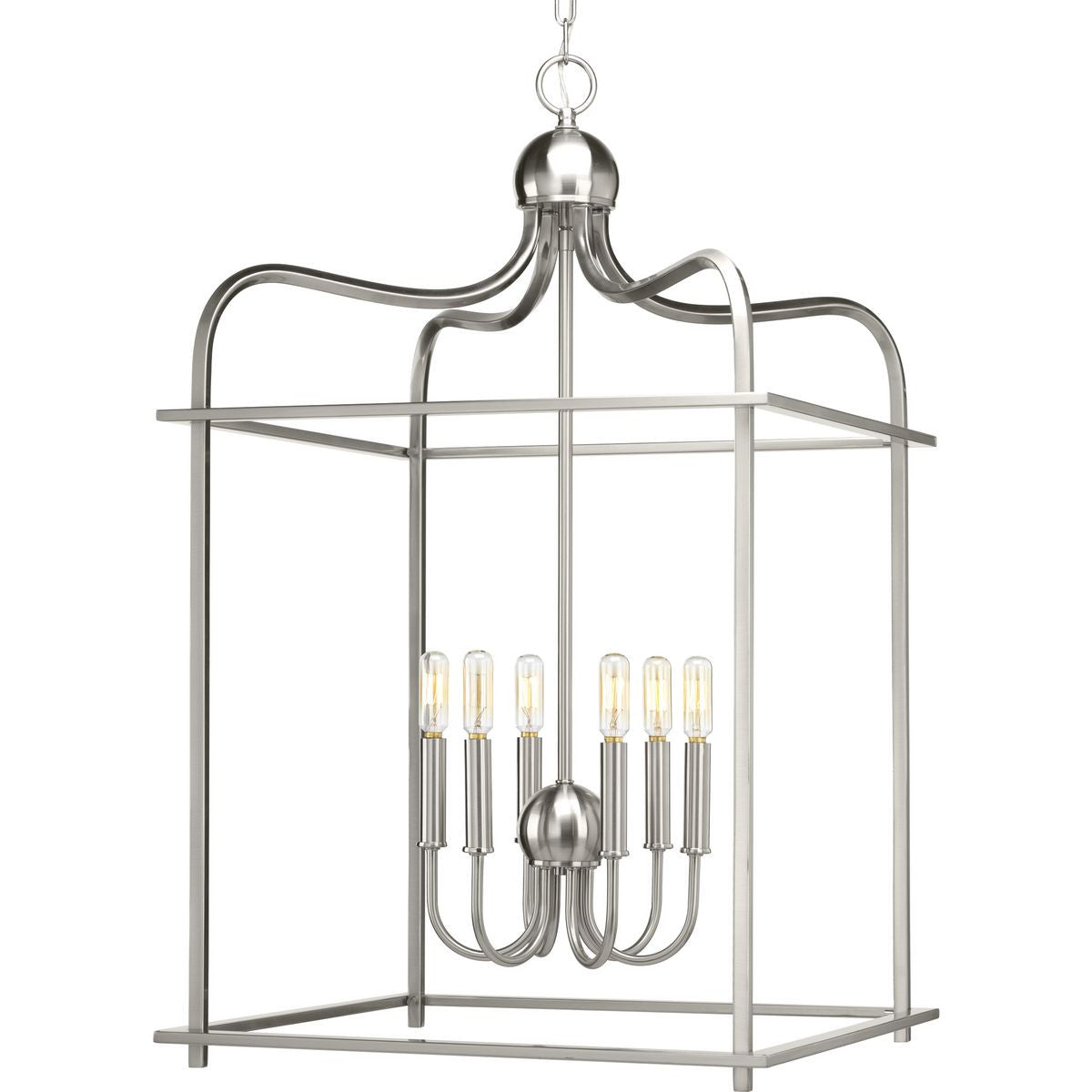 Progress Lighting Pendants Light - Assembly Hall Collection Six-Light Brushed Nickel Coastal Pendant Light - Model P500037-009