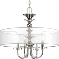 Marche Collection Four-Light Polished Nickel Grey Mylar Shade Luxe Pendant Light - Dry Location Listed