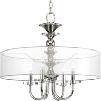 Marche Collection Four-Light Polished Nickel Grey Mylar Shade Luxe Pendant Light - Dry Location Listed