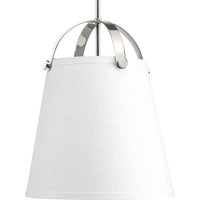 Galley Collection Two-Light Polished Nickel Linen Shade Coastal Pendant Light - Dry Location Listed