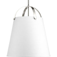 Galley Collection Three-Light Polished Nickel Linen Shade Coastal Pendant Light - Dry Location Listed