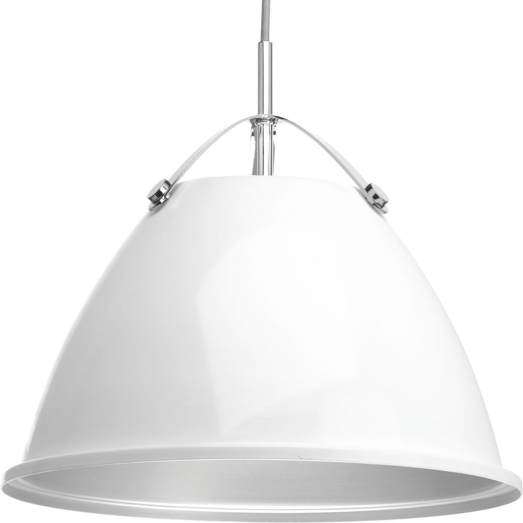 Tre Collection One-Light White White Metal Shade Coastal Pendant Light - Dry Location Listed - Model P500053-030