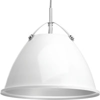Tre Collection One-Light White White Metal Shade Coastal Pendant Light - Dry Location Listed - Model P500053-030